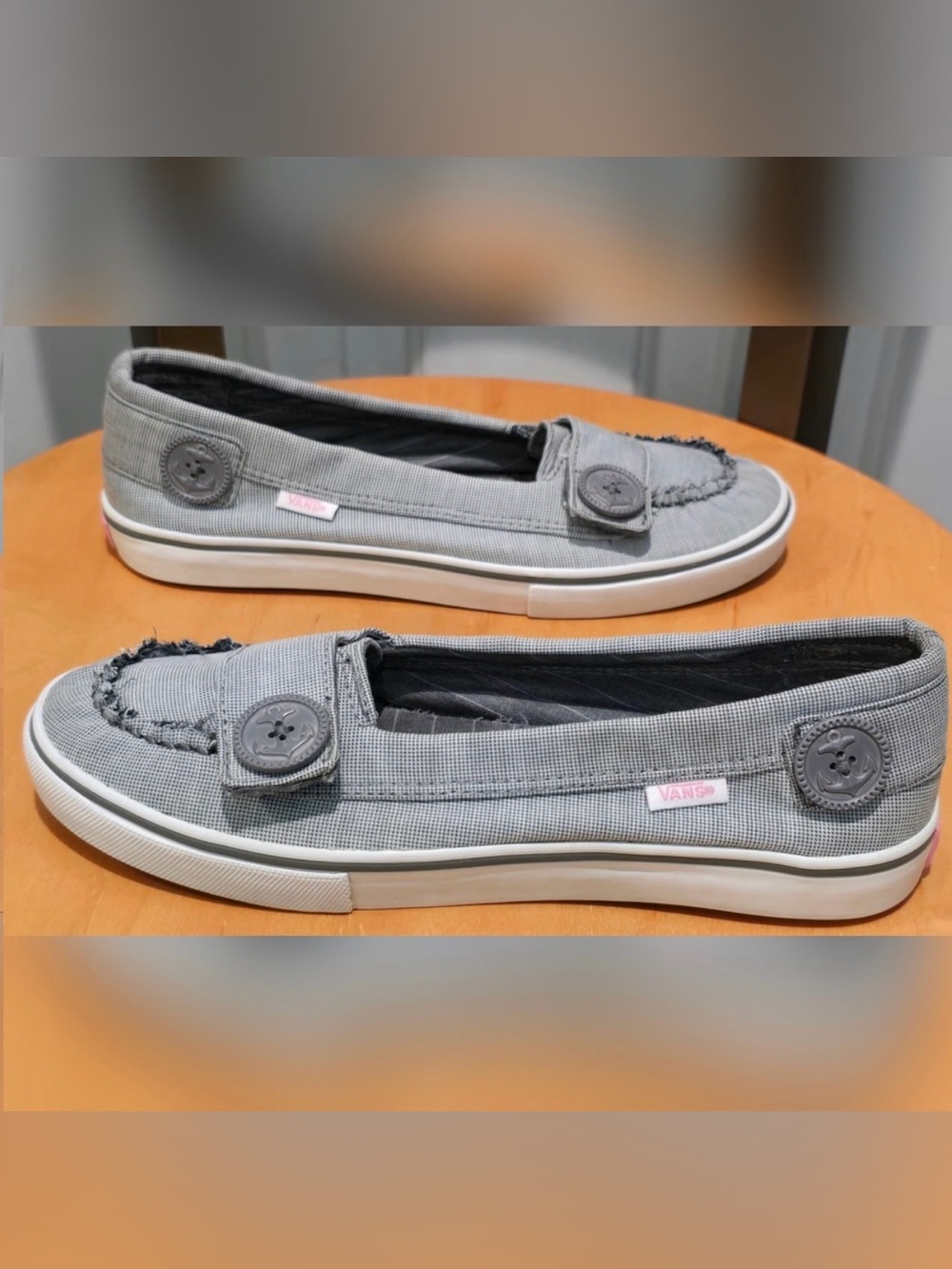 RARE Women's Vans Ashland Light Grey Boat Shoes Nautical Beach Theme Size 7.5 - Picture 2 of 7